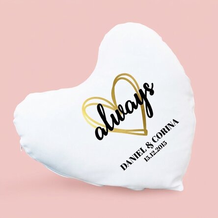 Oreiller personnalisé en forme de cœur - Always