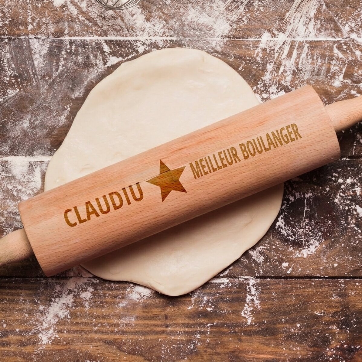 Rouleau à pâtisserie en bois personnalisé - Star Baker