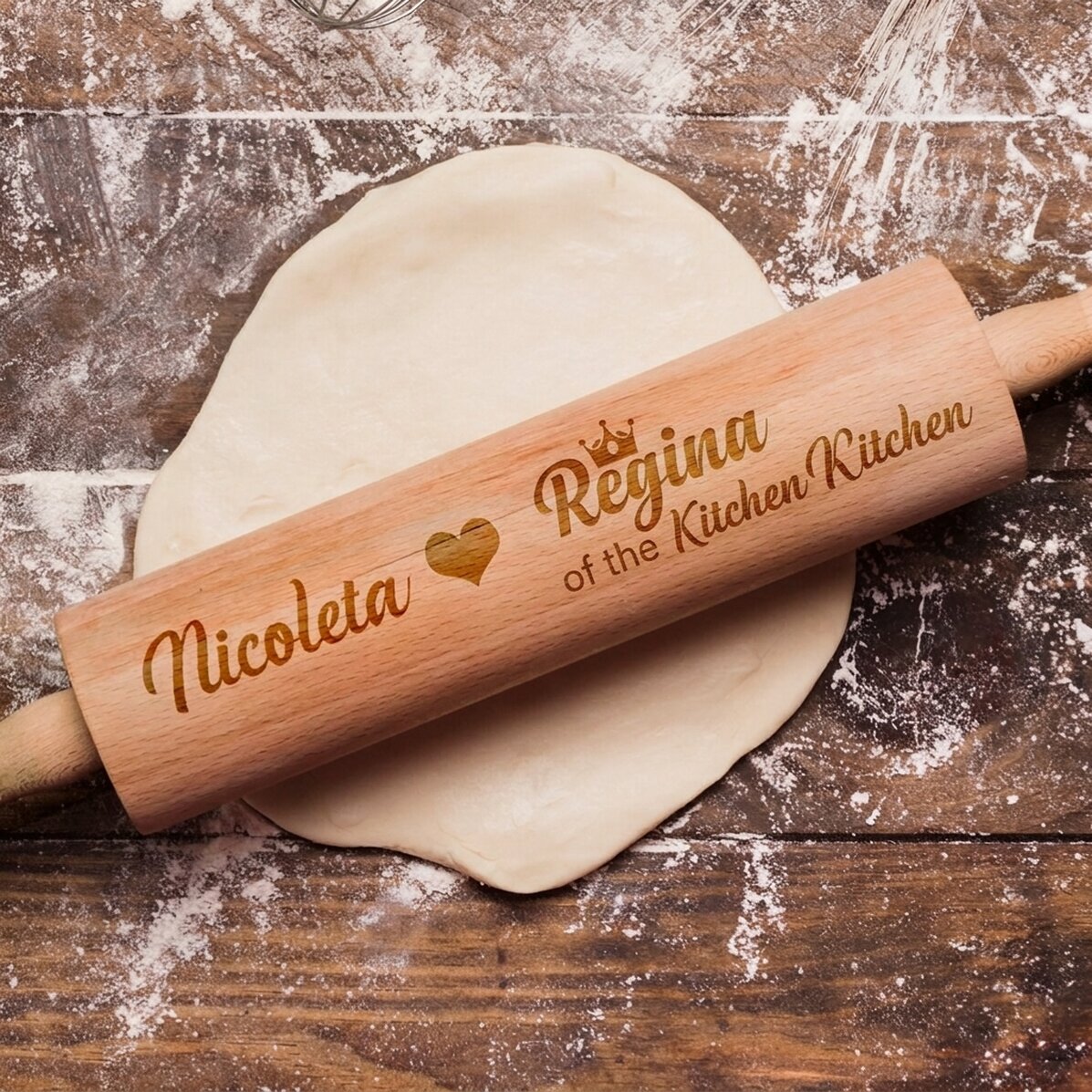 Rouleau à pâtisserie en bois personnalisé - Queen of the Kitchen