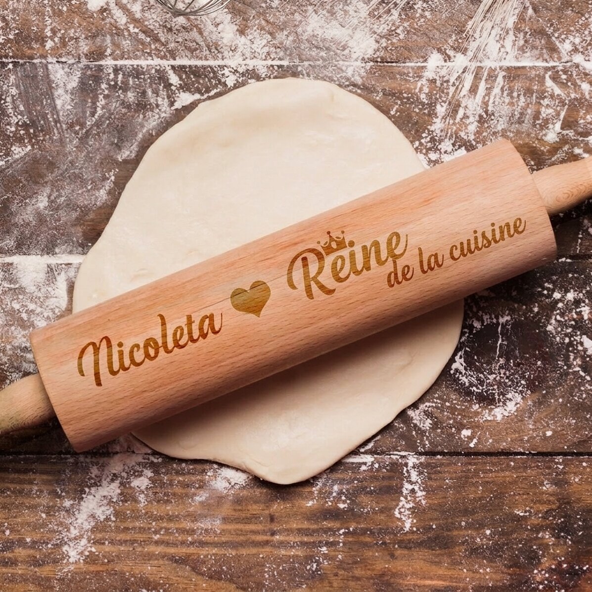 Rouleau à pâtisserie en bois personnalisé - Queen of the Kitchen