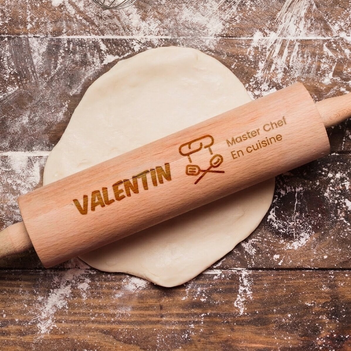 Rouleau à pâtisserie en bois personnalisé - MasterChef dans la cuisine