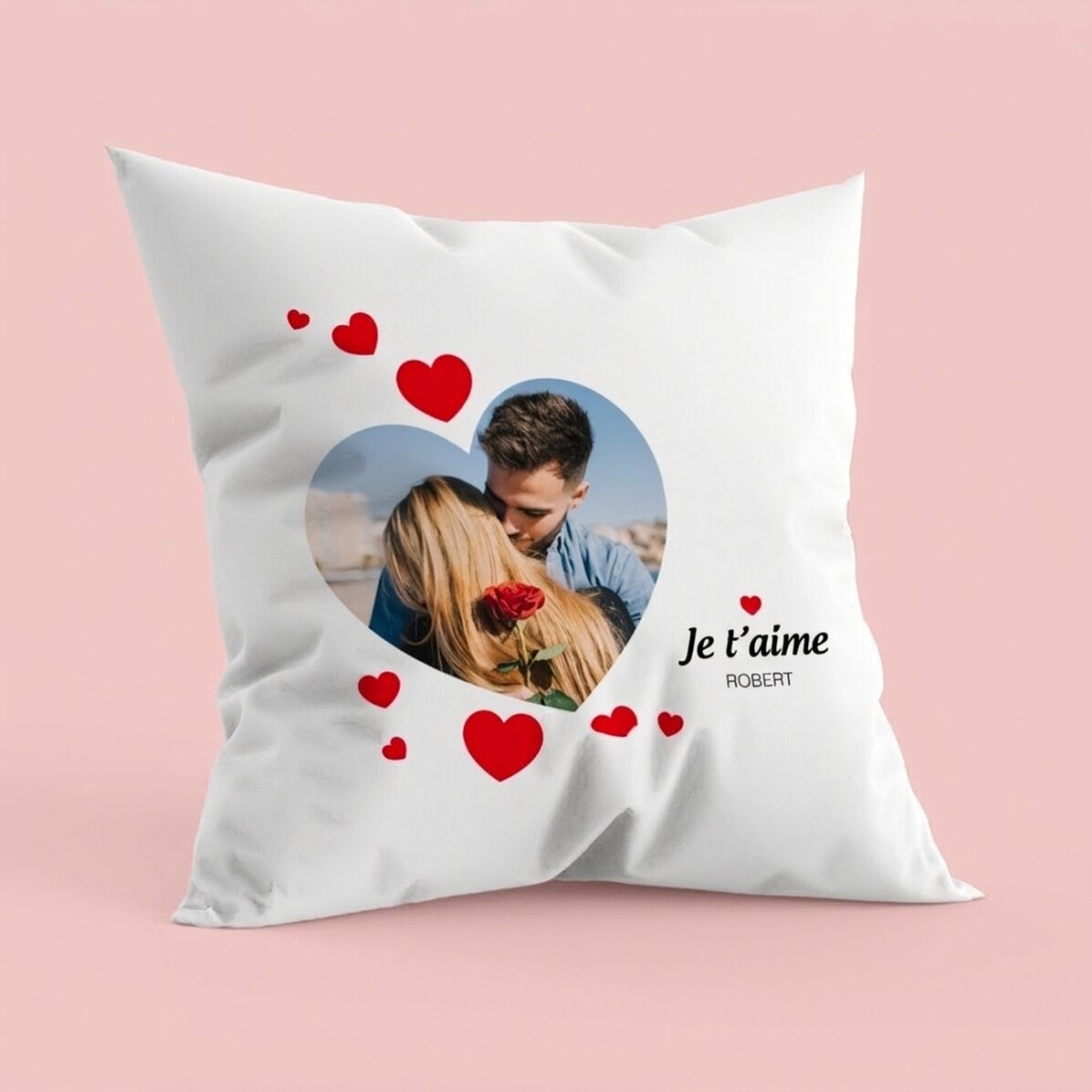 Coussin personnalisé avec une photo - P.S. I love you