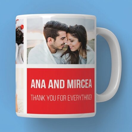 Tasse personnalisée avec 5 photos et un texte
