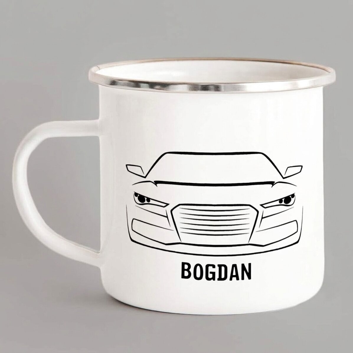 Tasse métallique émaillée personnalisée pour les passionnés d