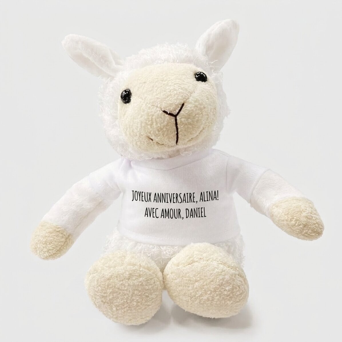 Peluche de mouton personnalisée avec un message