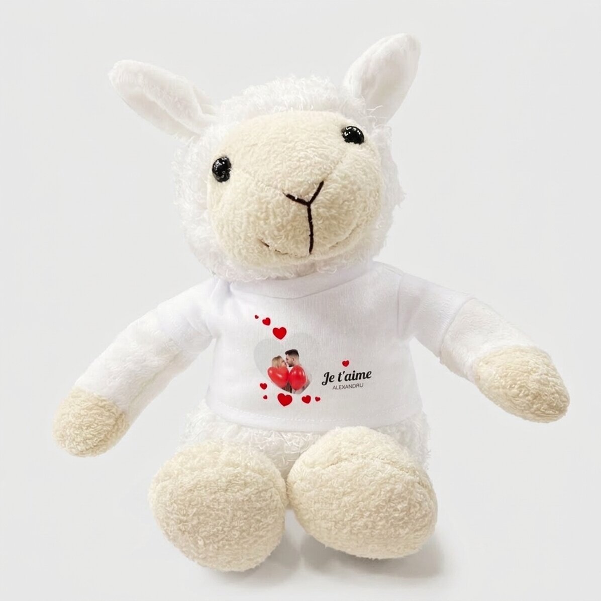 Mouton personnalisé avec une photo et un message d