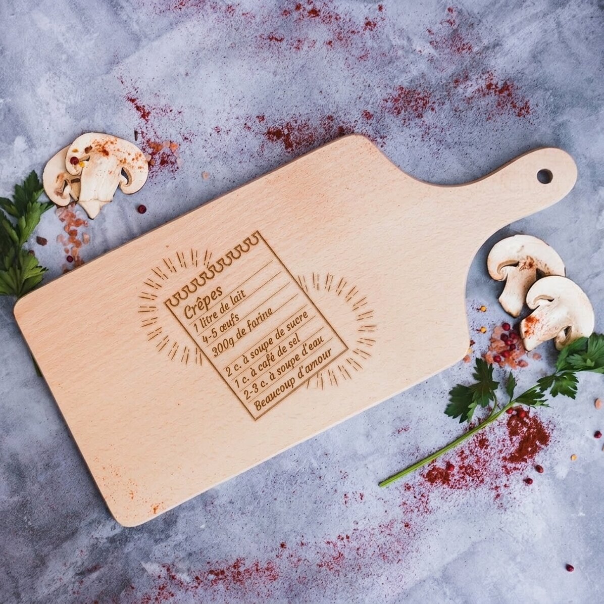 Planche à découper personnalisée avec votre recette