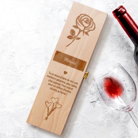 Coffret de vin personnalisé - La rose de l'amour