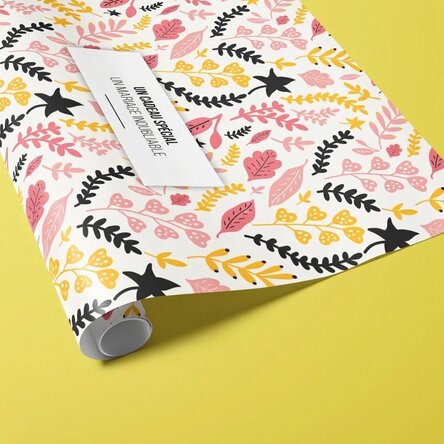 Papier d'emballage cadeau personnalisé avec texte - Fleurs d'automne