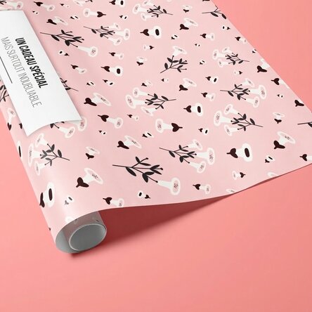 Papier d'emballage cadeau personnalisé avec texte - Fleurs