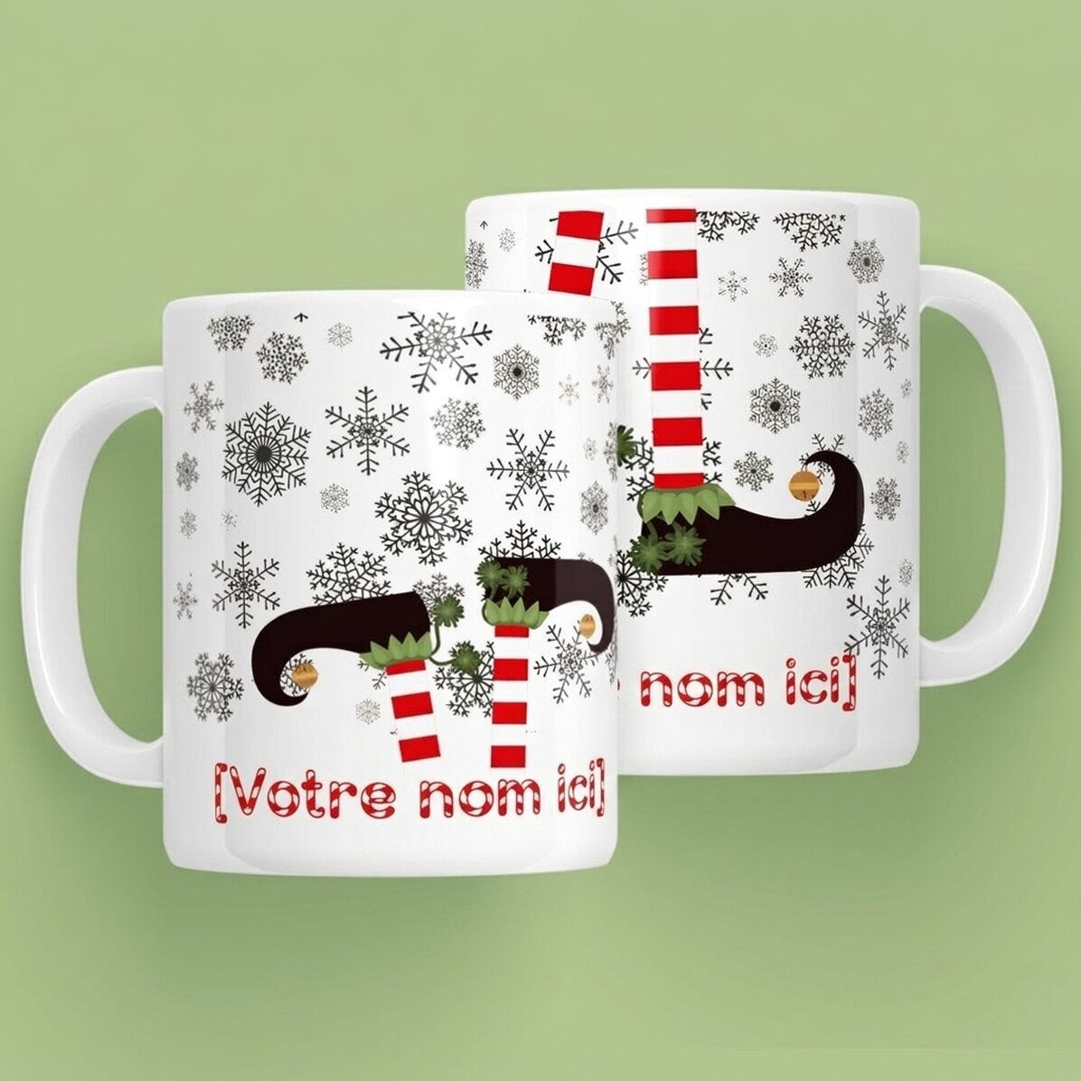 Tasse personnalisée Elf avec inscription - modèle de Noël