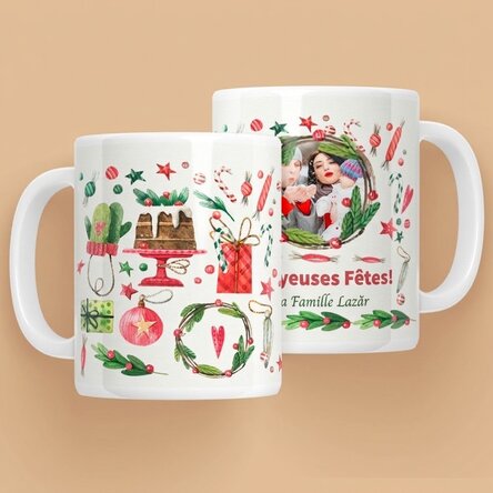 Tasse personnalisée avec une photo et un texte - modèle de Noël