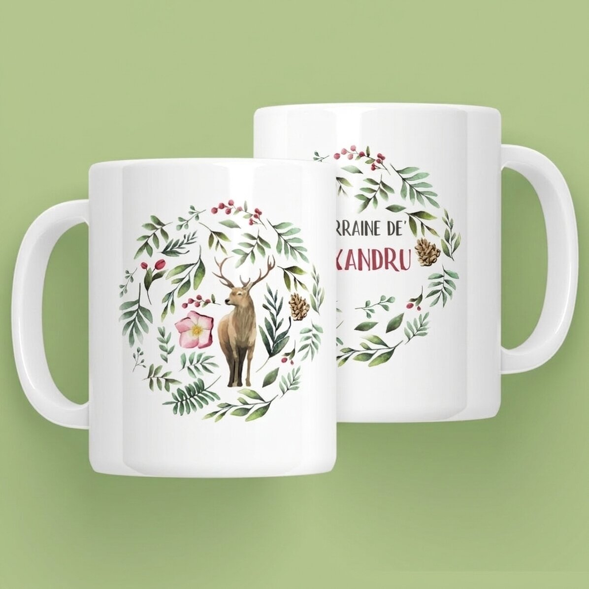 Tasse personnalisée avec un renne pour lui - modèle de Noël