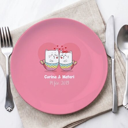 Assiette personnalisée avec inscription - Love cats
