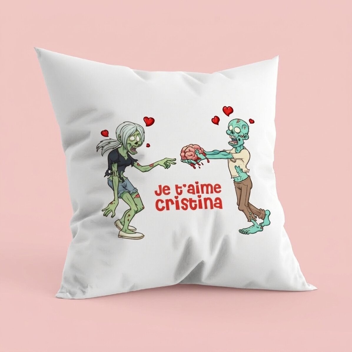 Coussin personnalisé avec inscription - Zombie Love