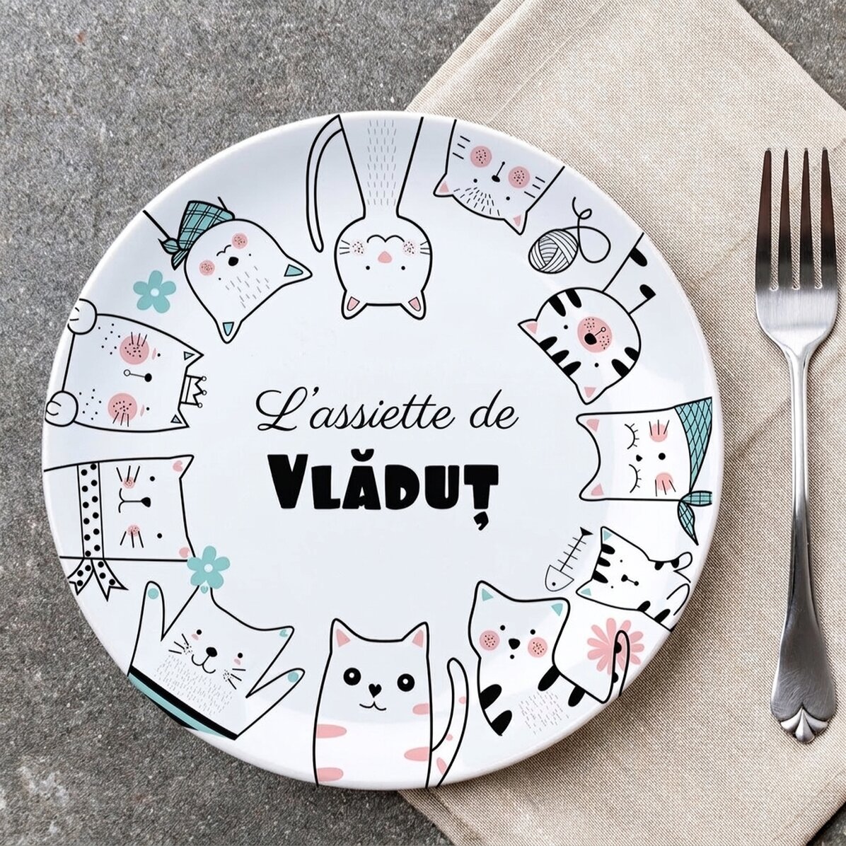 Assiette personnalisée avec texte - Dessins animés