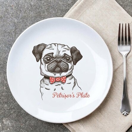 Personalised plate with text - Pug life