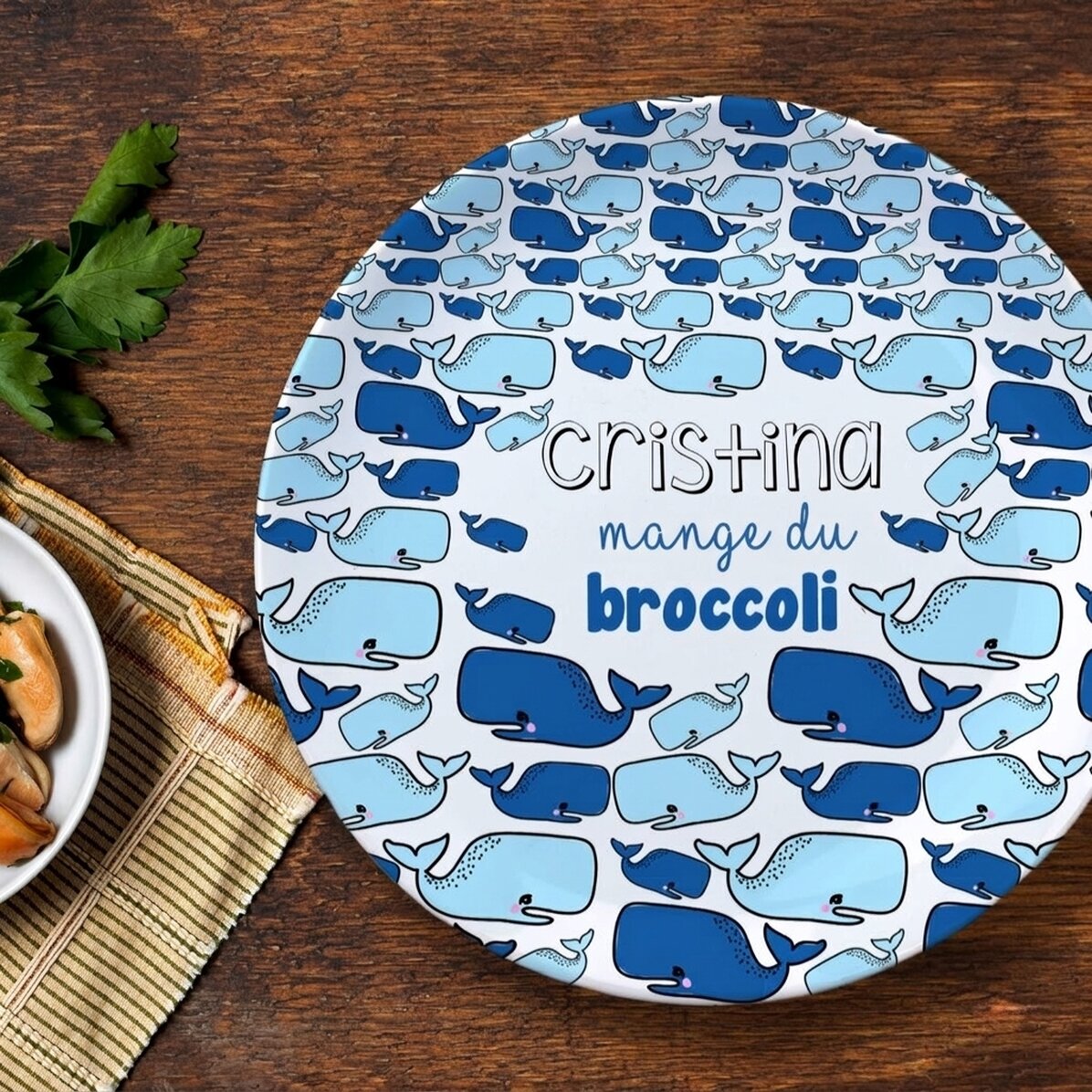 Assiette personnalisée avec inscription - Whale
