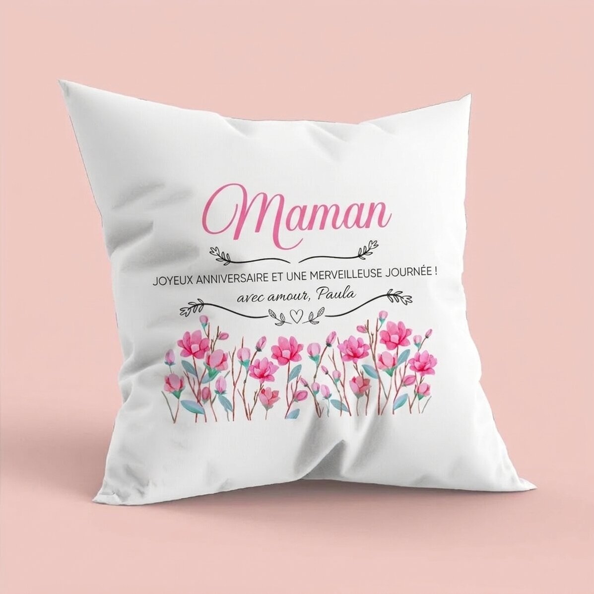 Coussin personnalisé avec inscription - Maman