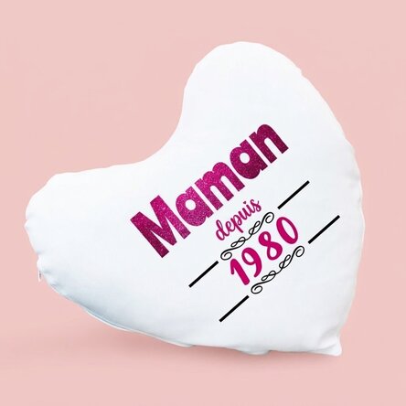 Coussin personnalisé en forme de cœur - La vie de maman