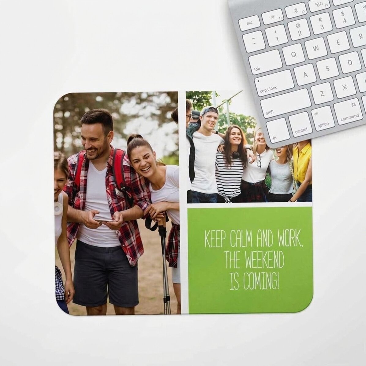 Tapis de souris personnalisé avec deux photos et un texte