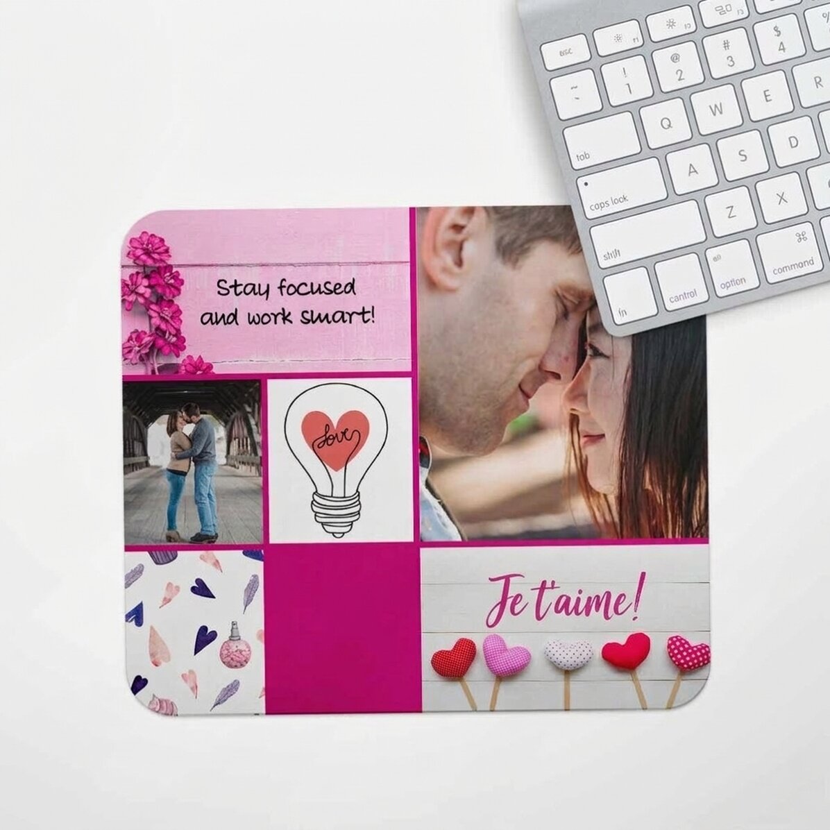 Tapis de souris personnalisé avec texte et photo - Love
