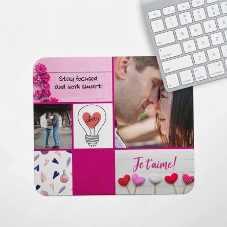 Tapis de souris personnalisé avec texte et photo - Love