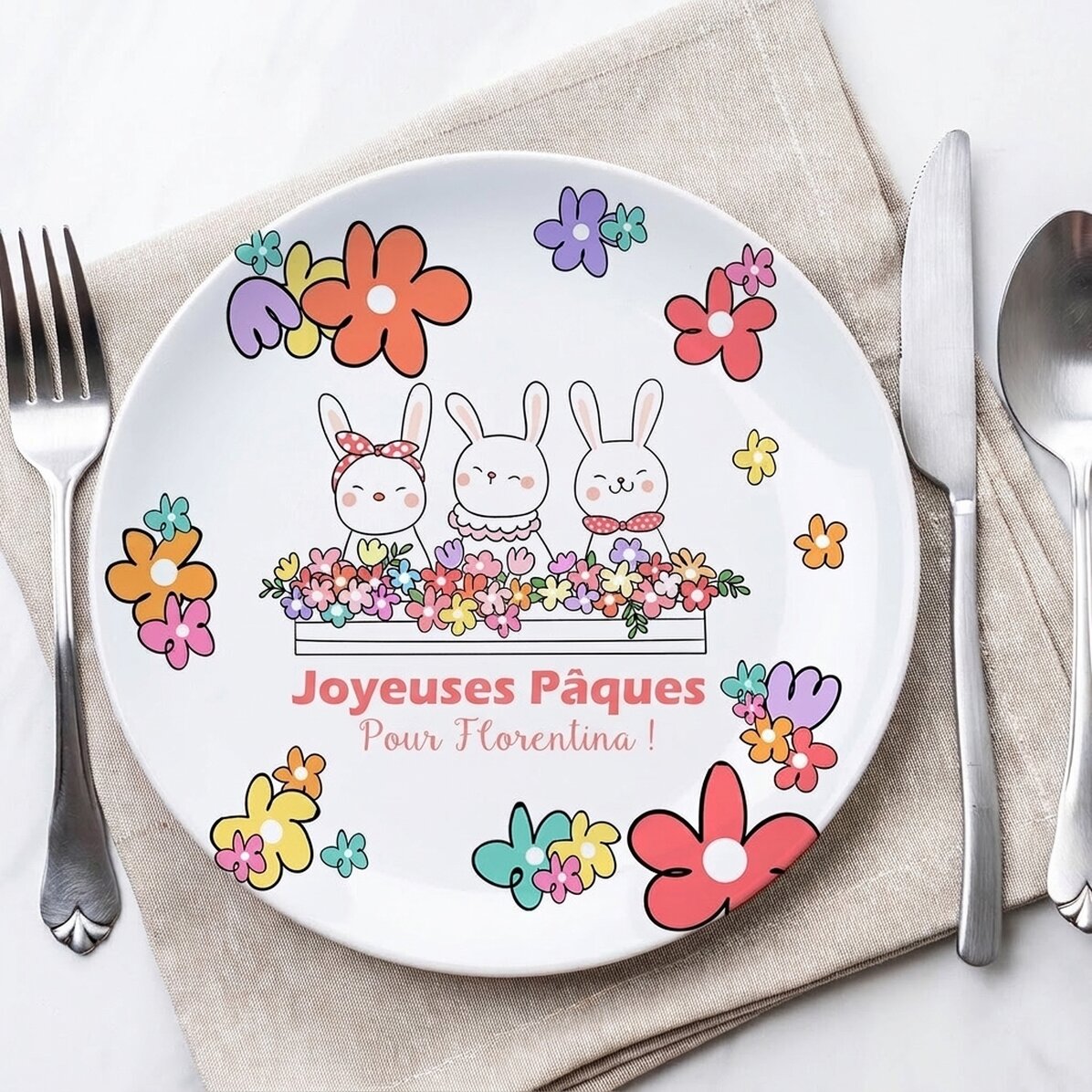 Assiette personnalisée avec inscription - Pâques