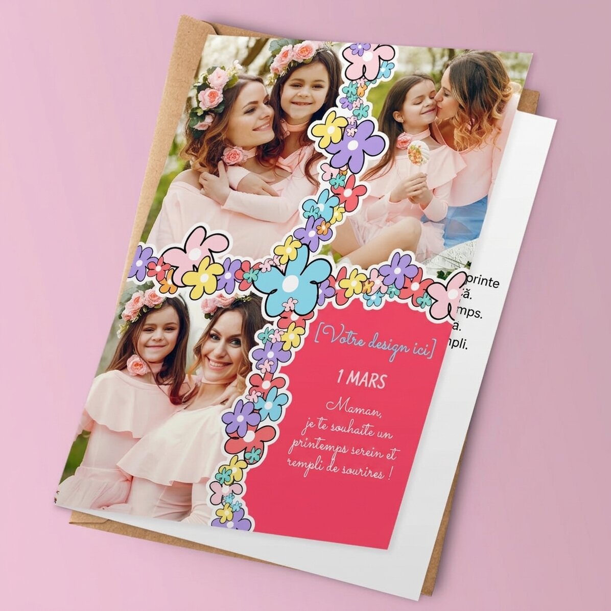 Carte de vœux personnalisée avec 3 photos et un texte