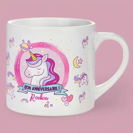Tasse personnalisée pour enfants avec inscription - Licornes