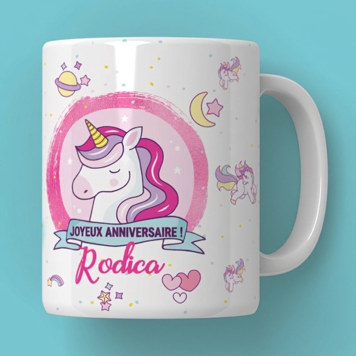 Tasse personnalisée avec texte - Licornes