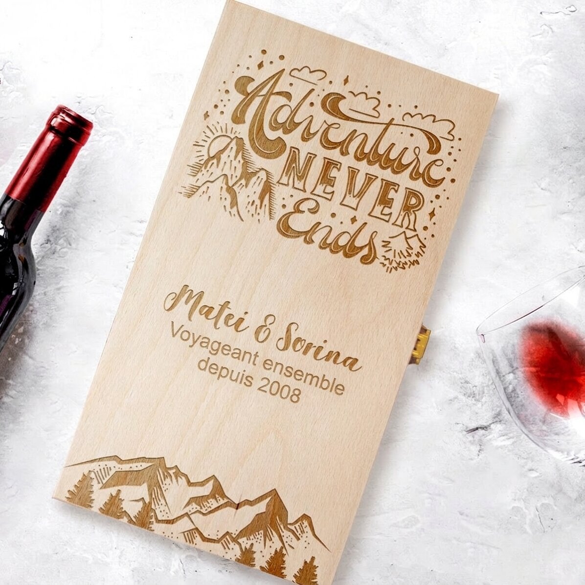 Coffret à vin personnalisé pour deux bouteilles - L