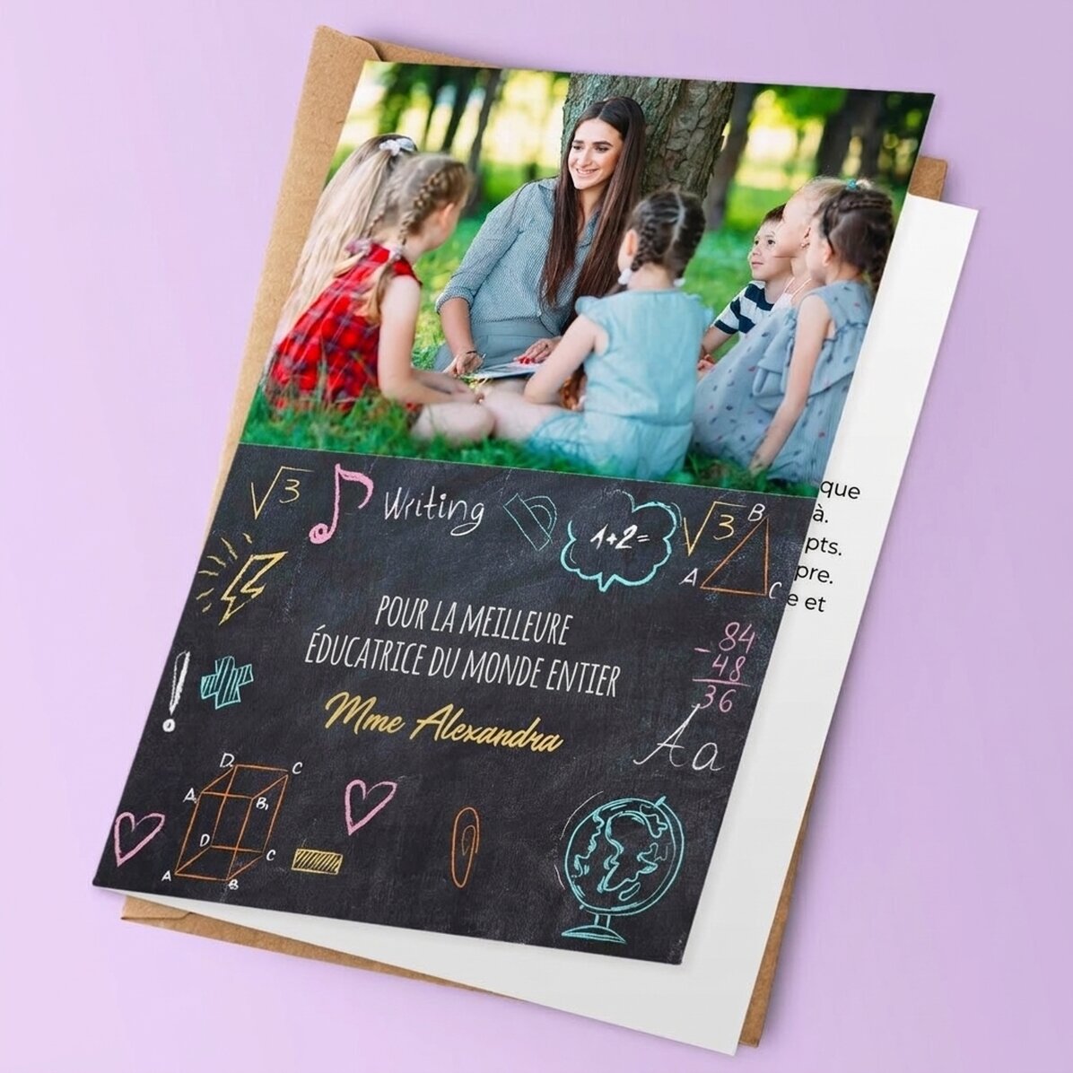 Carte de vœux personnalisée avec photo et texte - Pour les enseignants