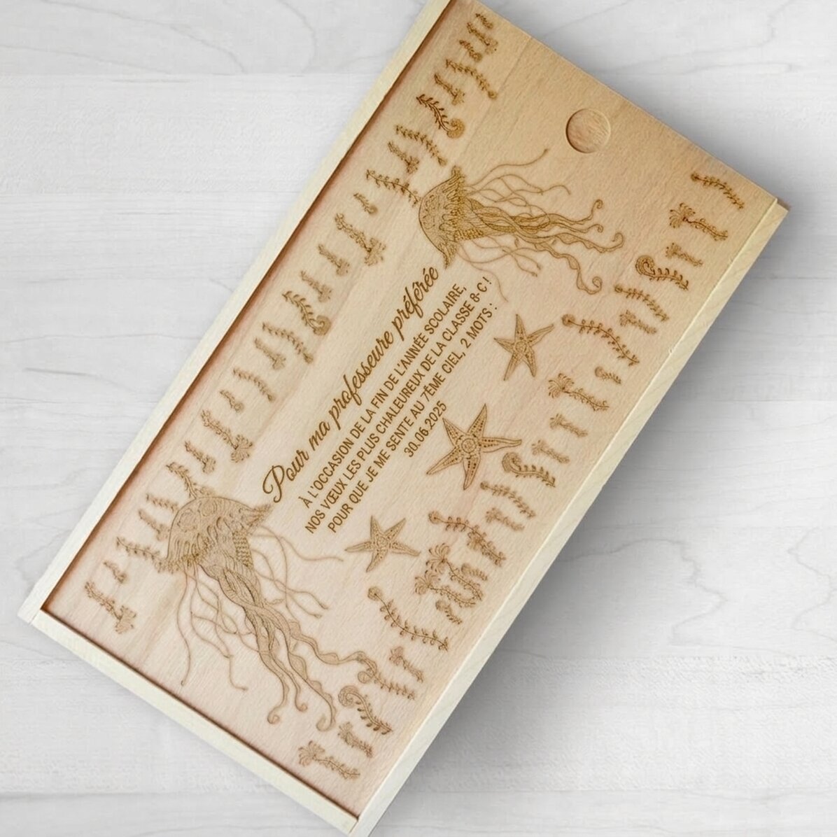 Coffret cadeau personnalisé en bois avec message - Best...