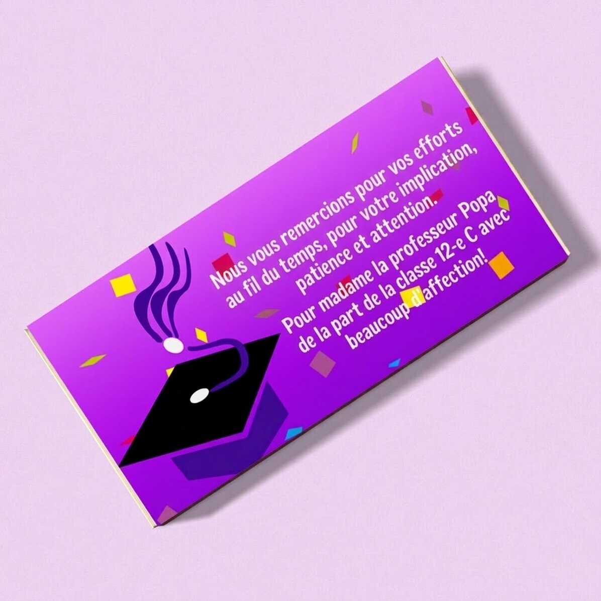 Chocolat personnalisé avec un message - Remise des diplômes