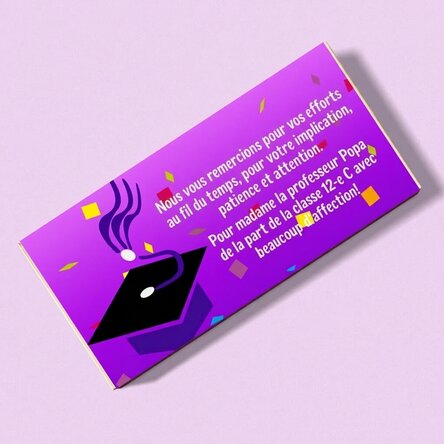 Chocolat personnalisé avec un message - Remise des diplômes