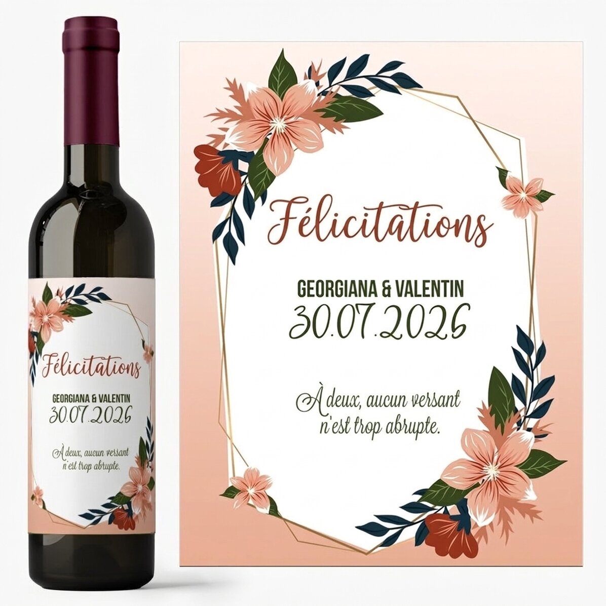 Vin personnalisé avec un message - Mariage