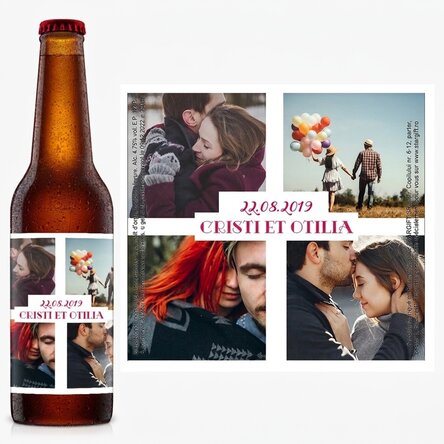 Bière personnalisée avec 4 photos et un texte - Love