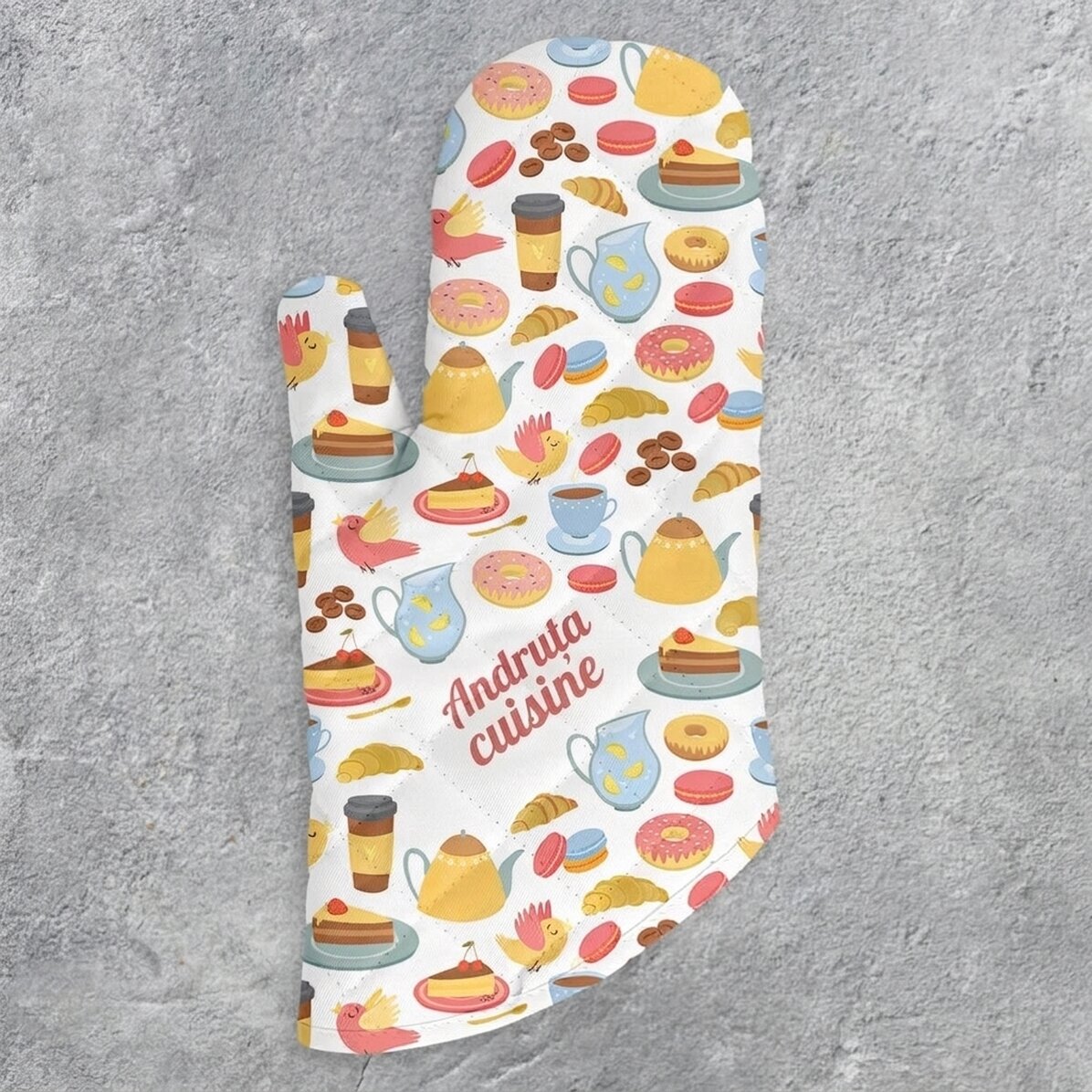 Gant de cuisine personnalisé avec inscription - Modèle « cookies »