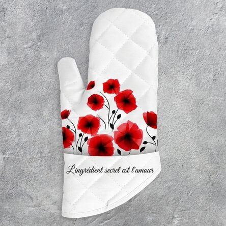 Gant de cuisine personnalisé avec l'inscription « Love mom »