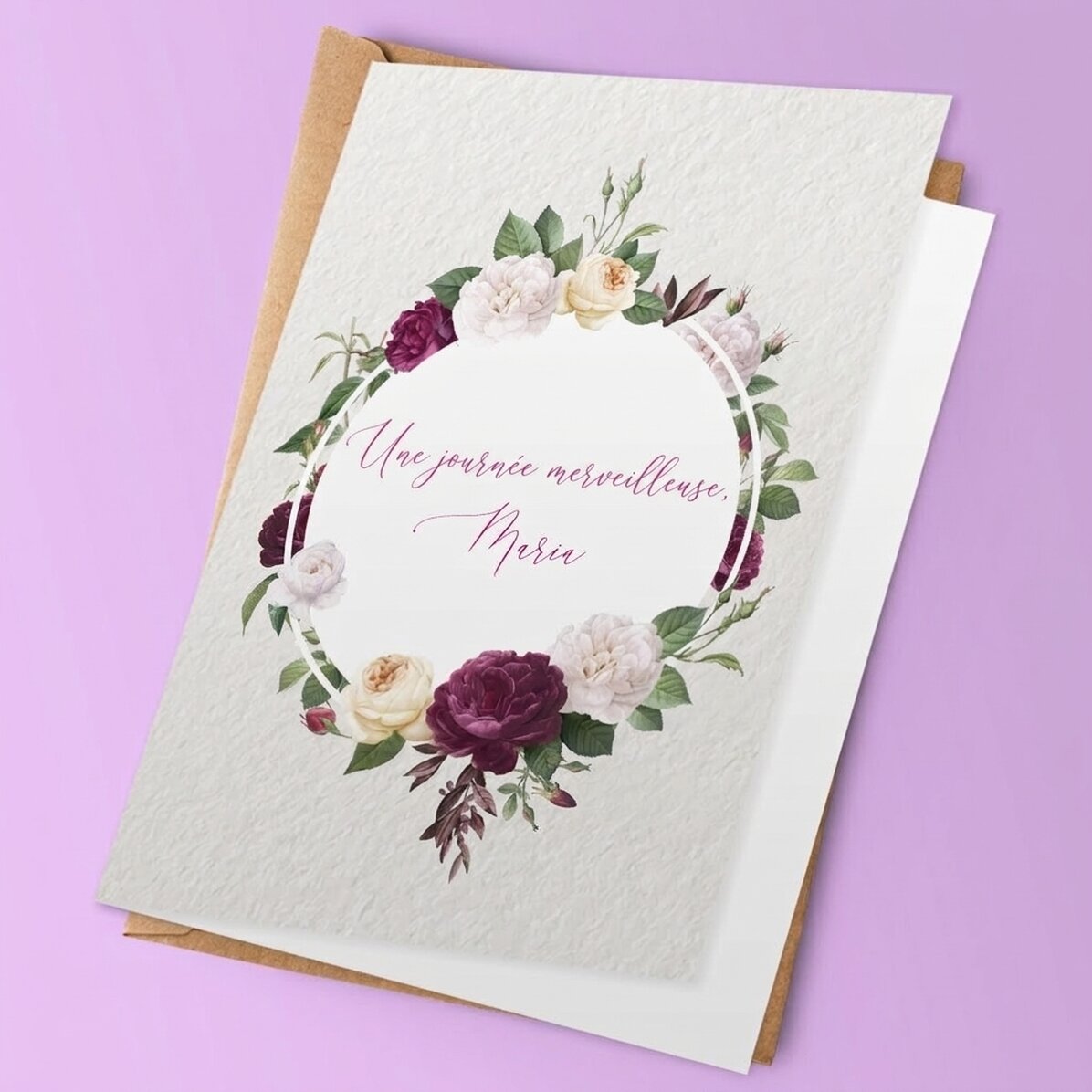 Carte de vœux personnalisée - motif floral
