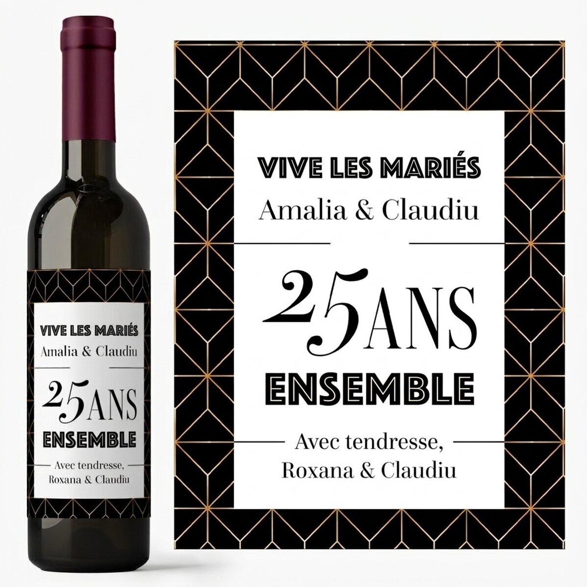 Vin personnalisé avec un message - Anniversaire