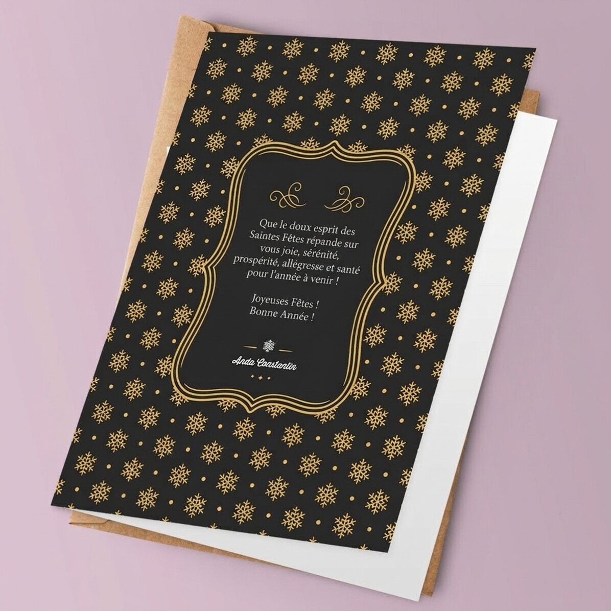 Carte de vœux personnalisée - Modèle « Flocons de neige »