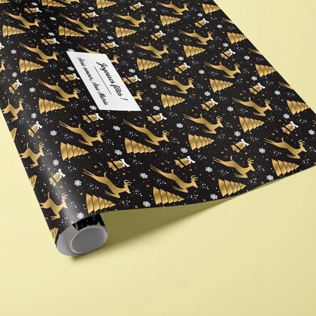Papier d'emballage cadeau personnalisé avec texte encadré - motif de Noël