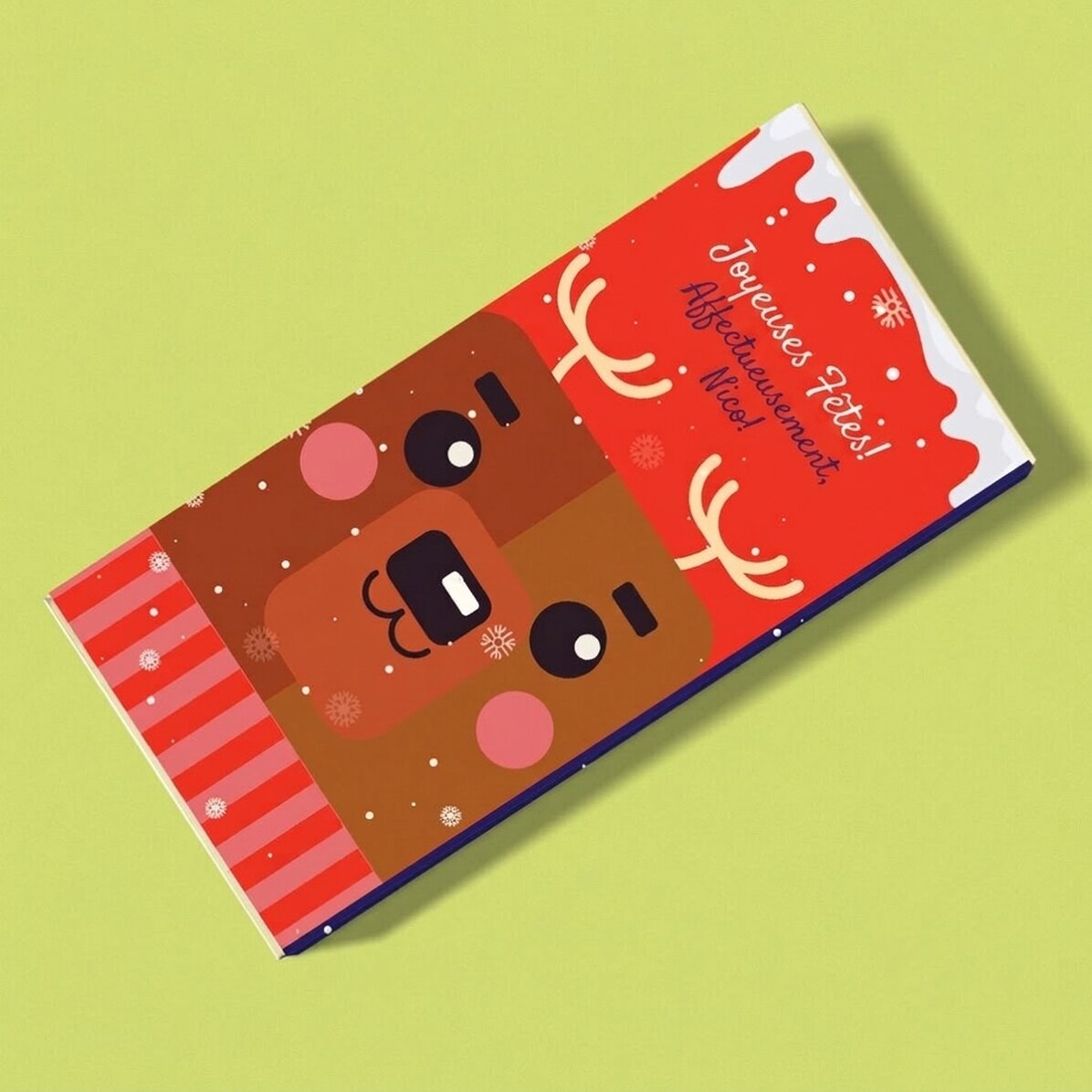 Chocolat personnalisé avec un message pour Noël - Rudolf