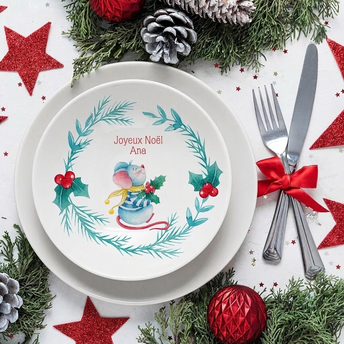 Assiette personnalisée avec inscription - Souris