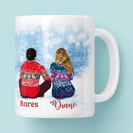 Tasse personnalisée avec le nom du couple - Joyeux Noël