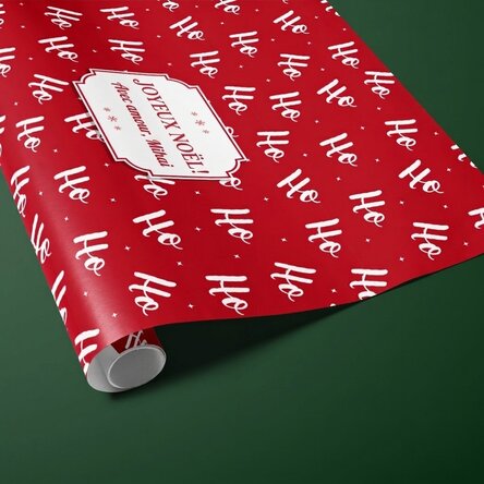 Papier d'emballage cadeau personnalisé avec texte encadré - HoHoHo