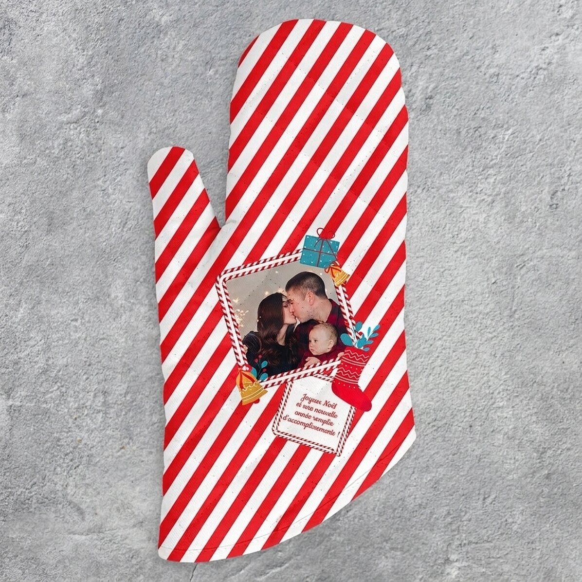 Gant de cuisine personnalisé avec photo et texte - Candy Cane
