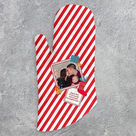 Gant de cuisine personnalisé avec photo et texte - Candy Cane